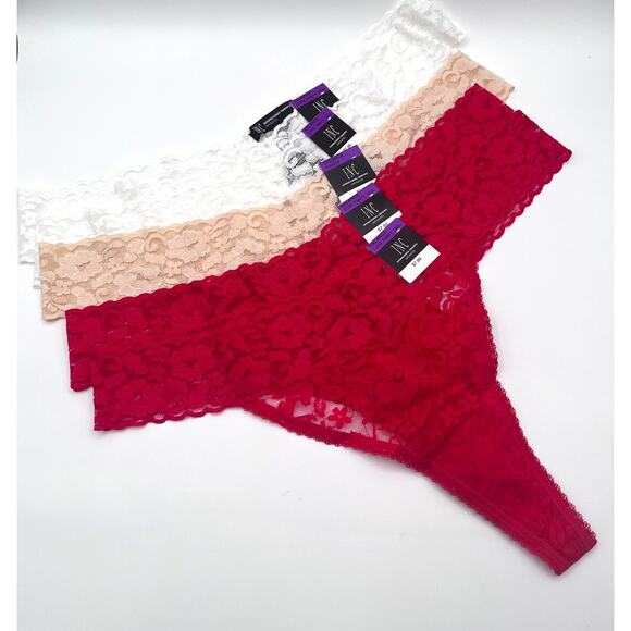 INC International Concepts Lace Trim Thong Panties Multicolor 5 Pack XXL 2XL New - Picture 1 of 6